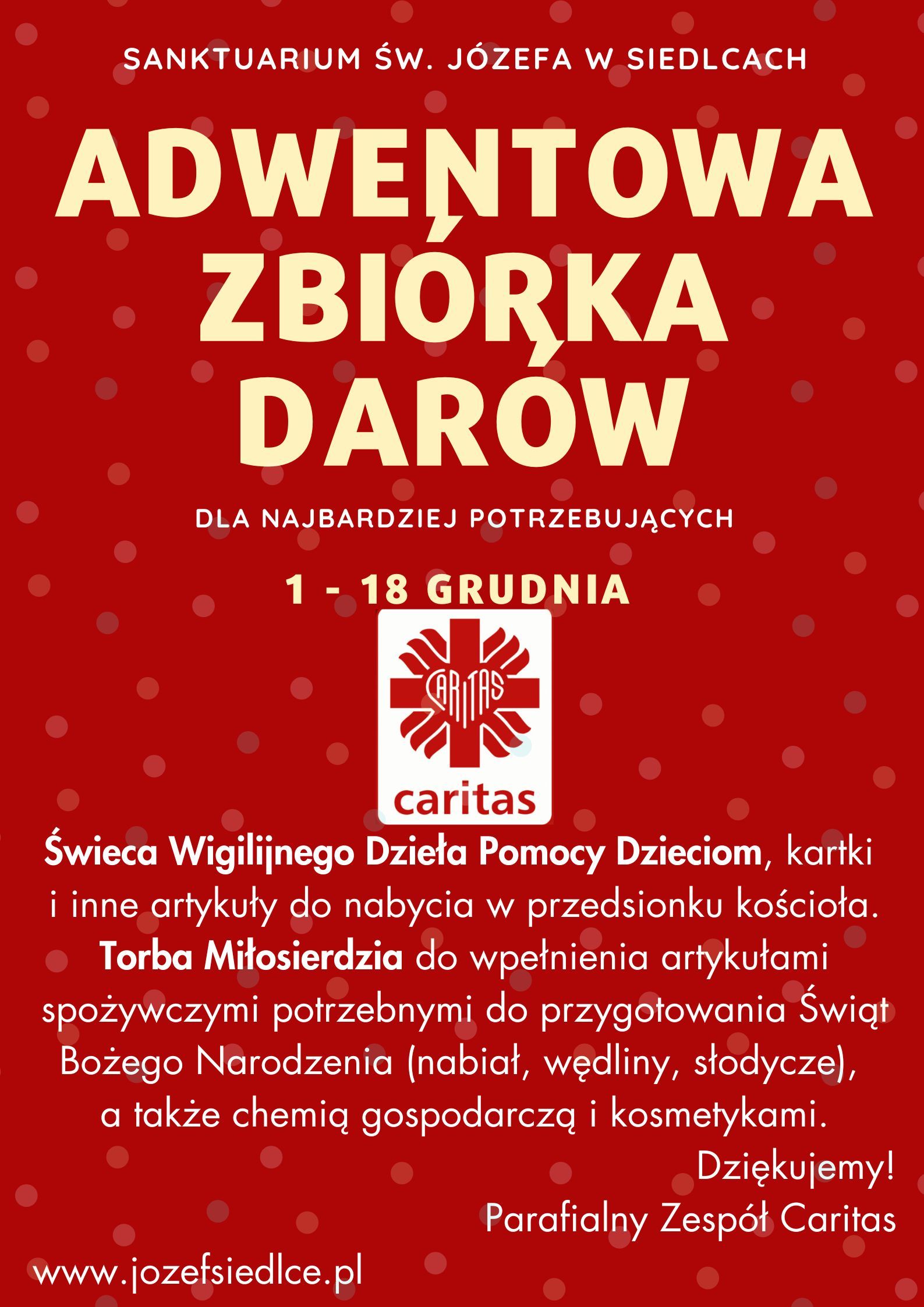 Wigilijne Dzieło Pomocy Dzieciom i Torba Miłosierdzia